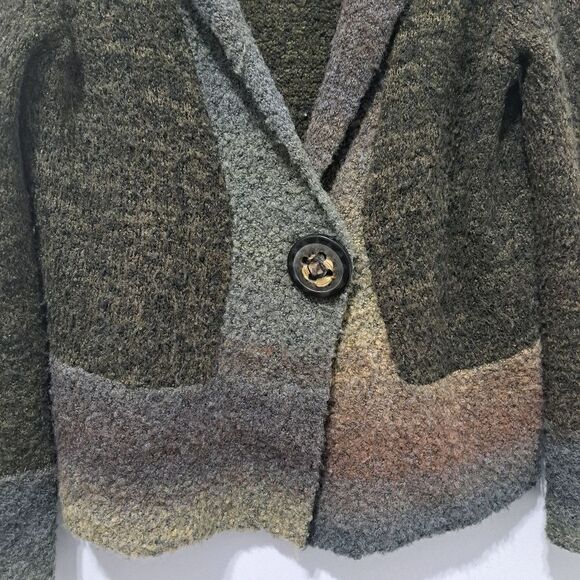 Curio Ombre Wool Blend Grannycore Cozy Cardigan Large Gray Multi-color - Picture 11 of 16